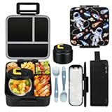 Bento Lunch Box with 8oz Soup Thermo&comma; 5-Compartment Leak-Proof Container&comma; Thermo Hot Food Jar and Insulated Lunch Bag&comma; BPA Free&comma;Travel&comma; School