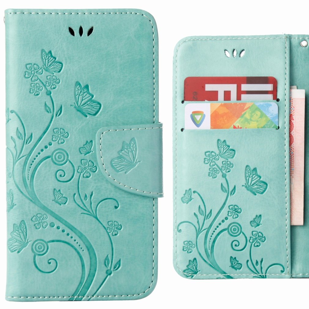 Ougger Custodia per ASUS Zenfone 3 Max / ZC520TL Cover, Fiore Farfalla Portafoglio PU Pelle Magnetico Stand Morbido Silicone Flip Protettivo Gomma Borsa Custodie con Slot per Schede (Porpora