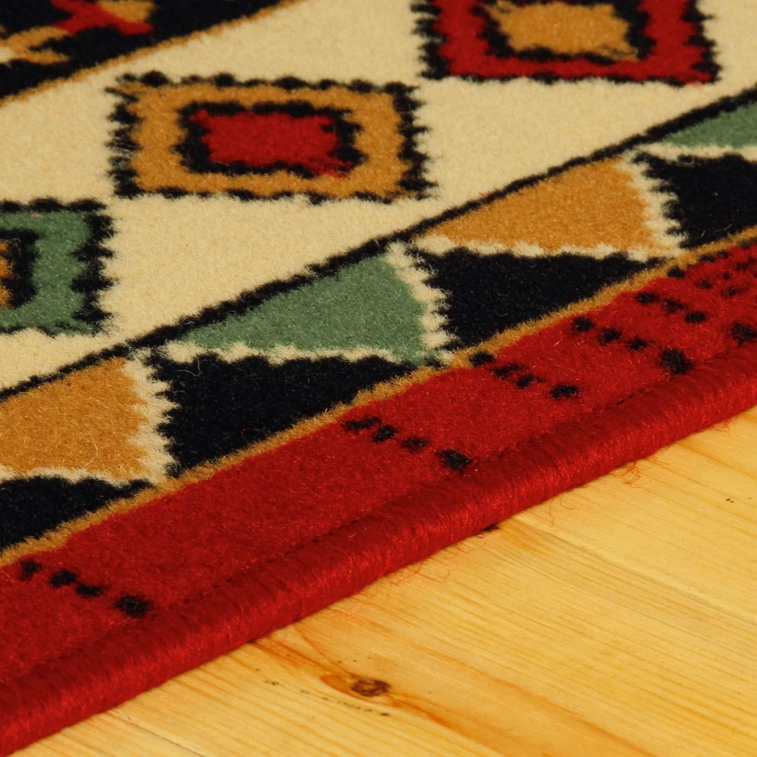 Superior Folk Diamond Rustic Eclectic Bohemian Power-Loomed Indoor Area Rug, 3' x 5', Red