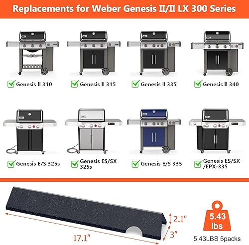 Miniatura 99 de QuliMetal 66033 Barras aromatizantes para Weber Genesis II E-410/E-415/E-435, piezas de parrilla para parrillas de gas Weber GS4 Genesis II LX serie