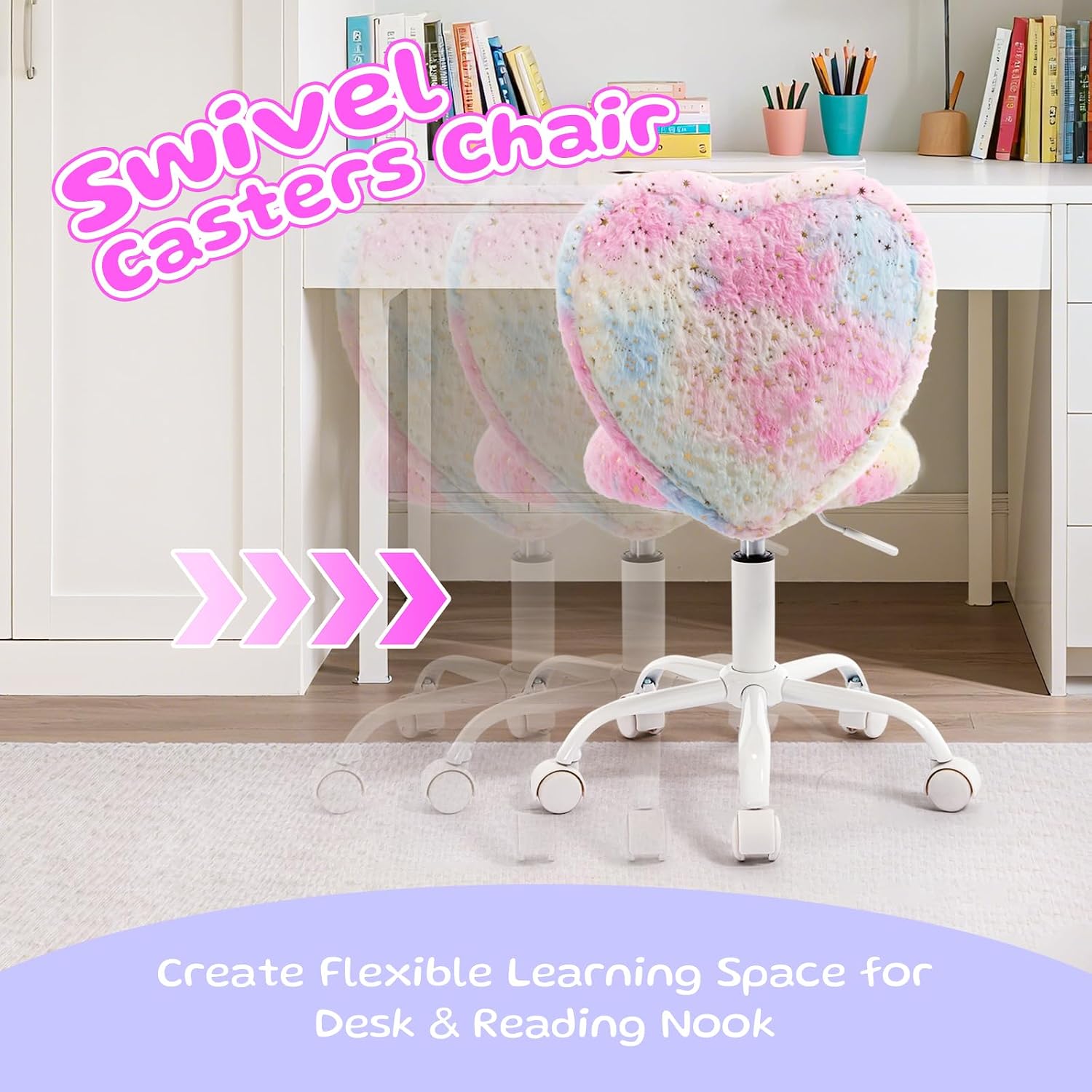 Kids Desk Chair -YX-1112+1113 (Colorful, Heart)