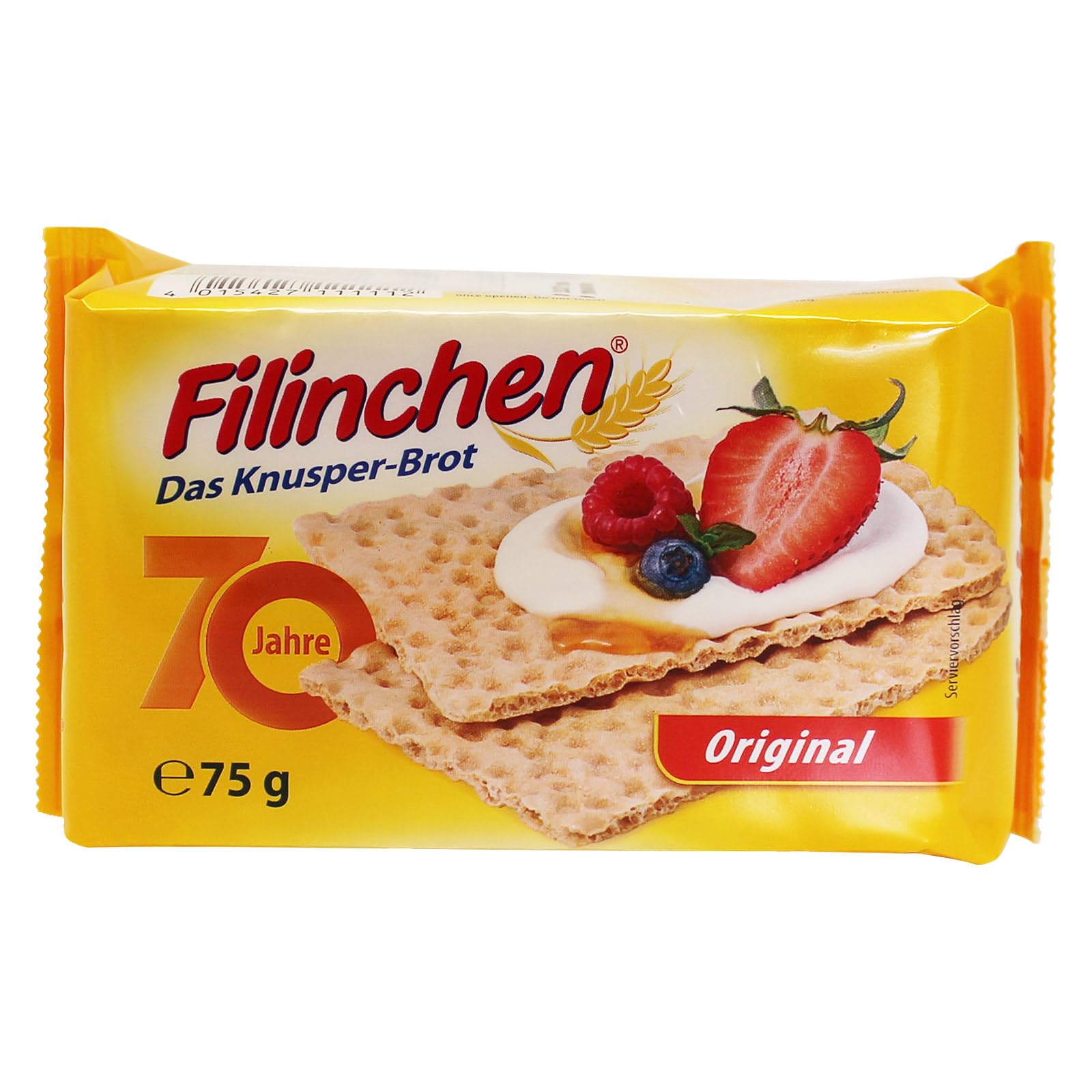 30er Sparpack Filinchen Das Knusper-Brot Original, 30 x 75 g zuckerarm und natriumarm Knäckebrot, Waffelbrot, Knusperbrot, Pausensnack