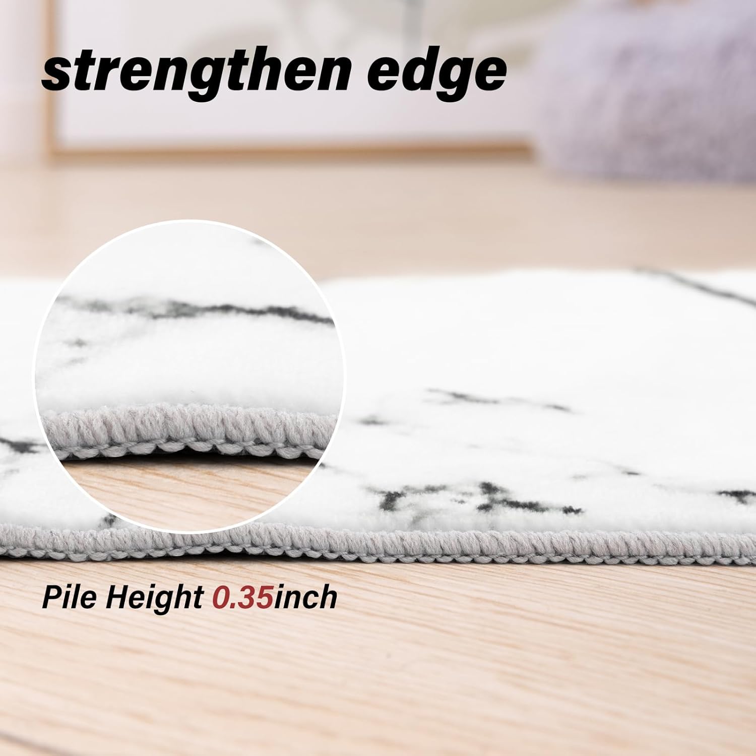 Asrug 3x5 Washable Rugs, White Marble Area Rugs for Living Room, Chic Soft Non-Shedding Throw Rug Carpet with Non-Slip Backing, Low-Pile Floor Mat Indoor Rug for Bedroom Enterway Dining Room