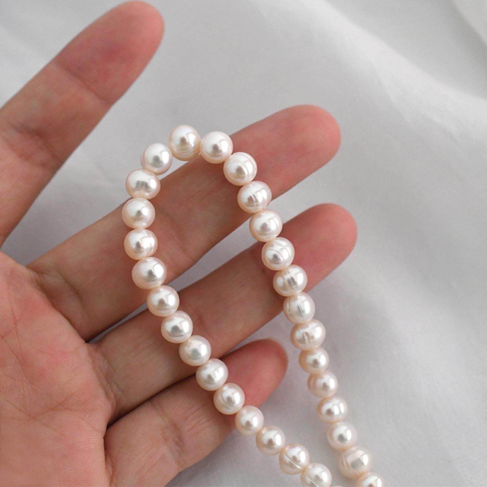 LOKILOKI Collar De Gargantillas De Perlas De Agua Dulce Naturales De 6-7mm, Joyería De Plata De Ley 925 para Mujer, Tendencia De Regalo