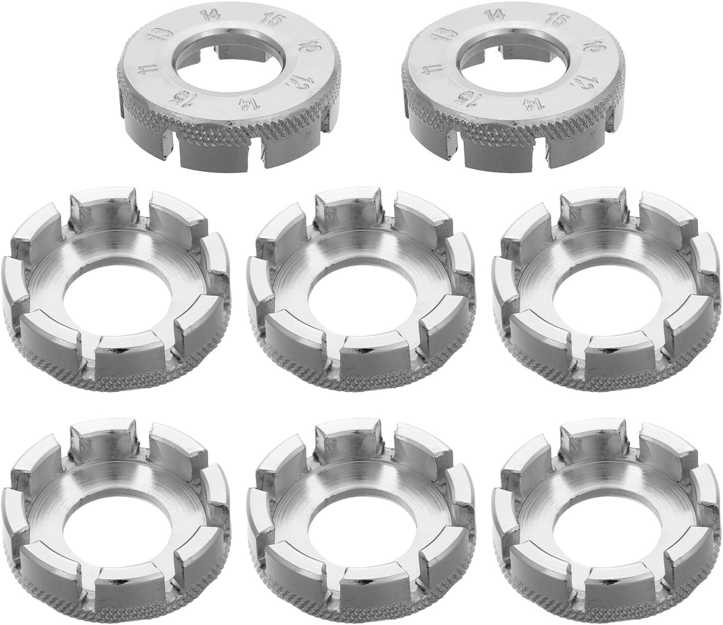 8pcs Bicycle Spoke Wrench Tool Set, 8-Way Steel Bike Rim Truing Kit for Adjusting Wheel Tension and Repairing Cycling Wheels, Silver