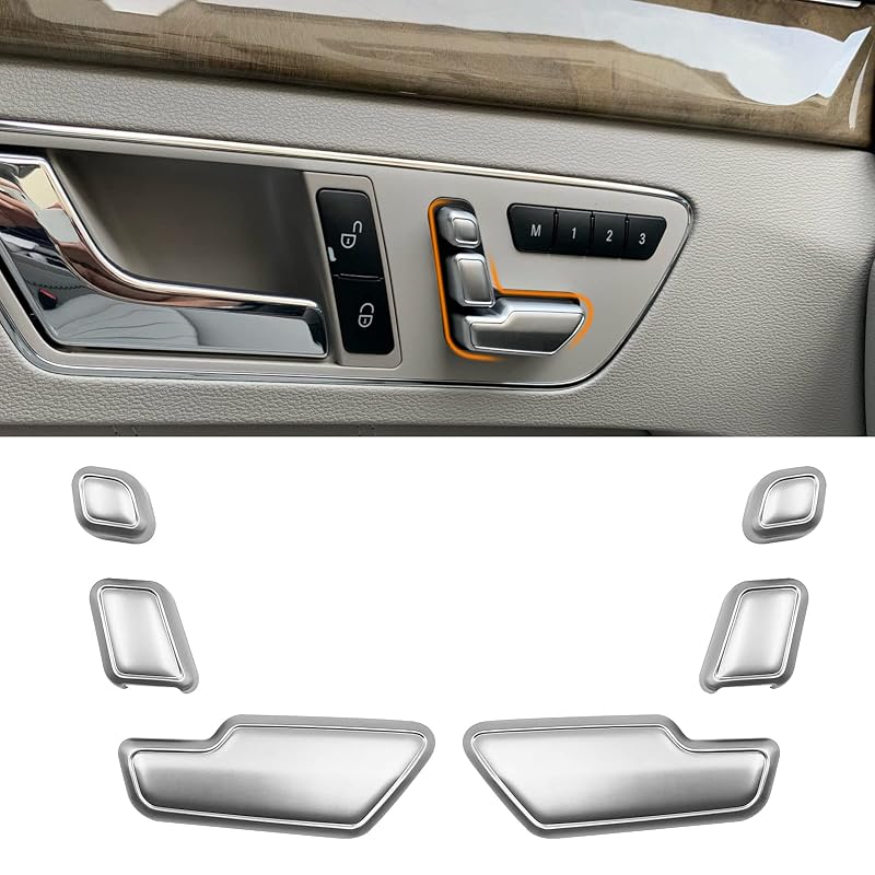 Adesivos de acabamento cromado para botões de ajuste do banco Mercedes-Benz Moonlinks – 6 unidades