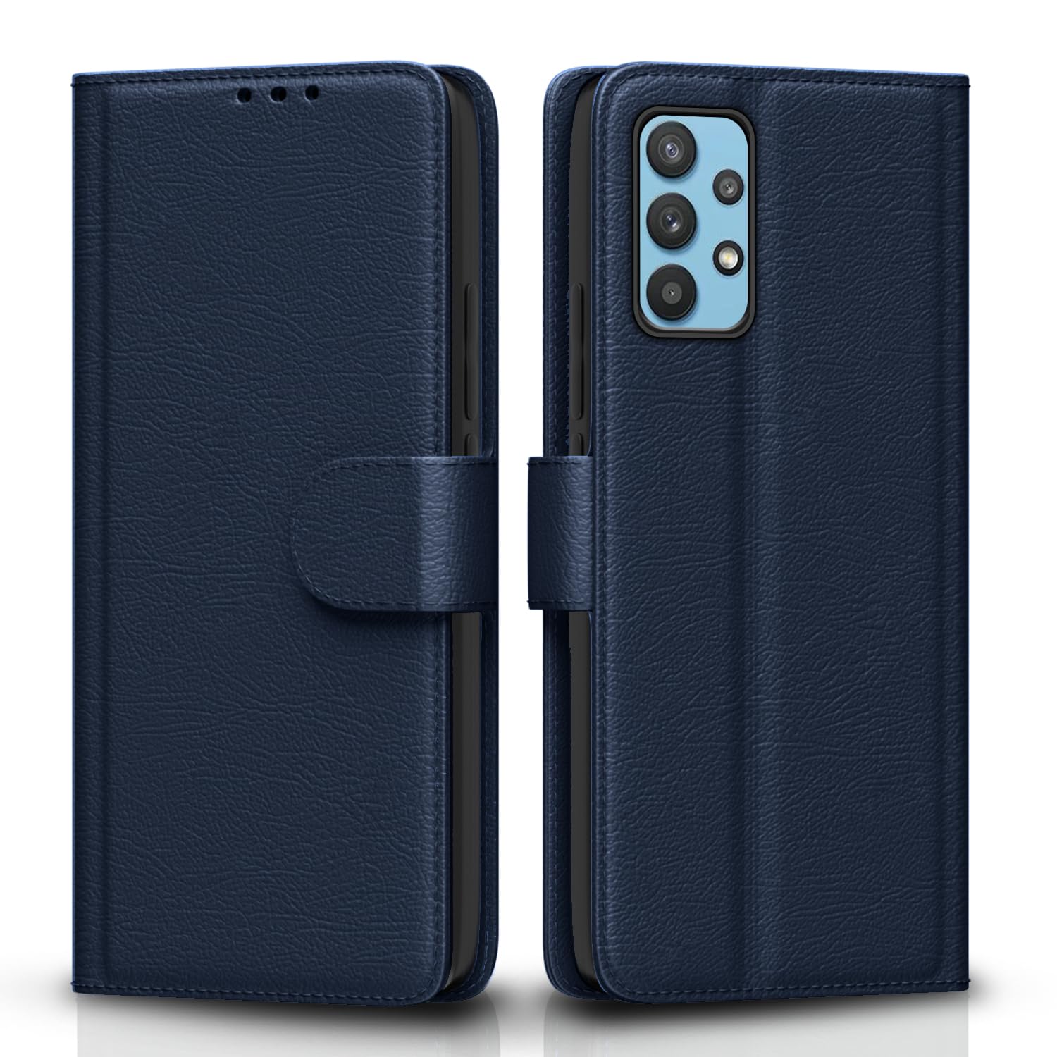 Pikkme Samsung Galaxy M32 5G / A32 5G Flip Cover Leather Finish | Inside TPU with Card Pockets | Wallet Stand and Shock Proof | Complete Protection Flip Case (Blue)