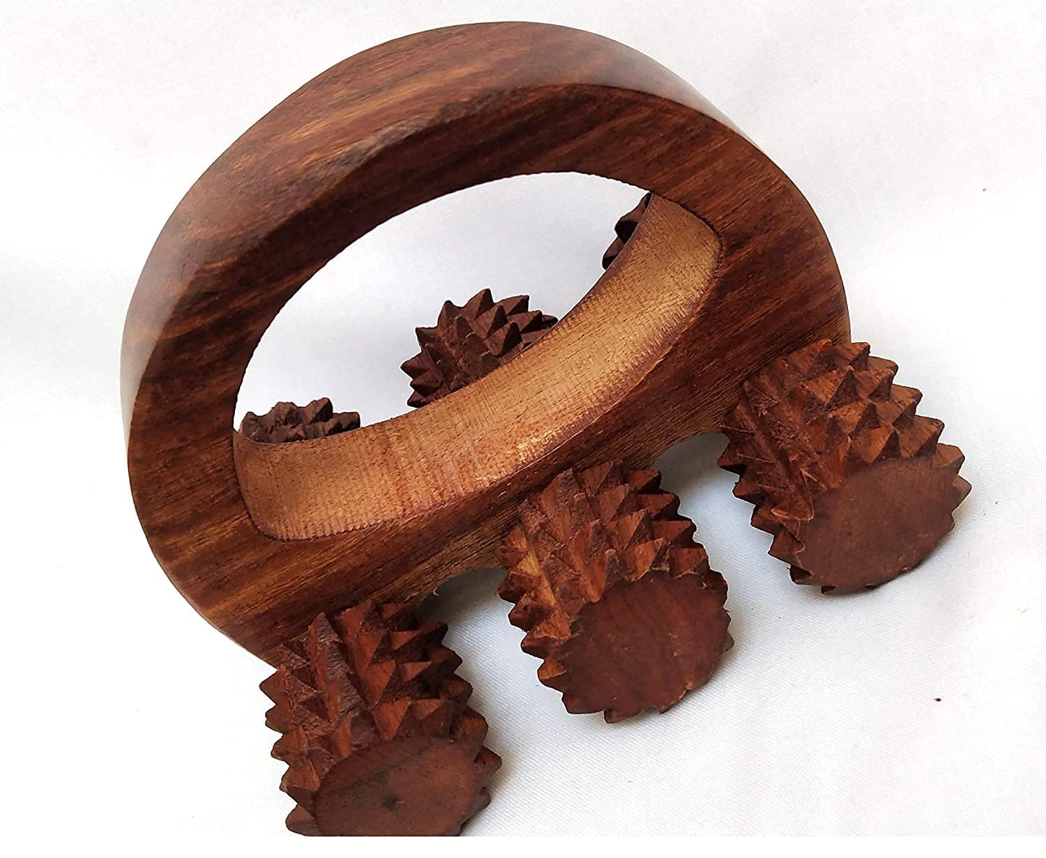 Antlantic Wood Store acupressure back massager back pain relief massager multi purpose body massager of 6 massage roller in pure shisham wood (size 5 inch x 4 inch)-image-11