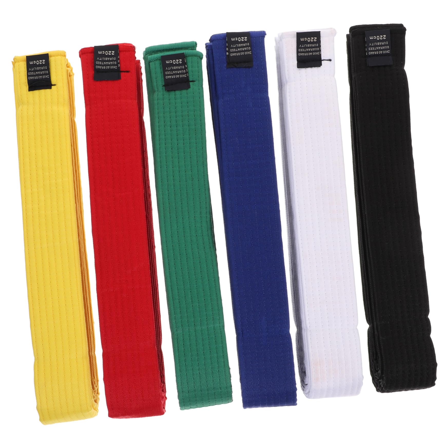 Mipcase 6 Pezzi Cinture di Karate in Cotone, Cuciture Resistenti, Traspiranti e Leggere, Cintura da Allenamento per Taekwondo e Arti Marziali