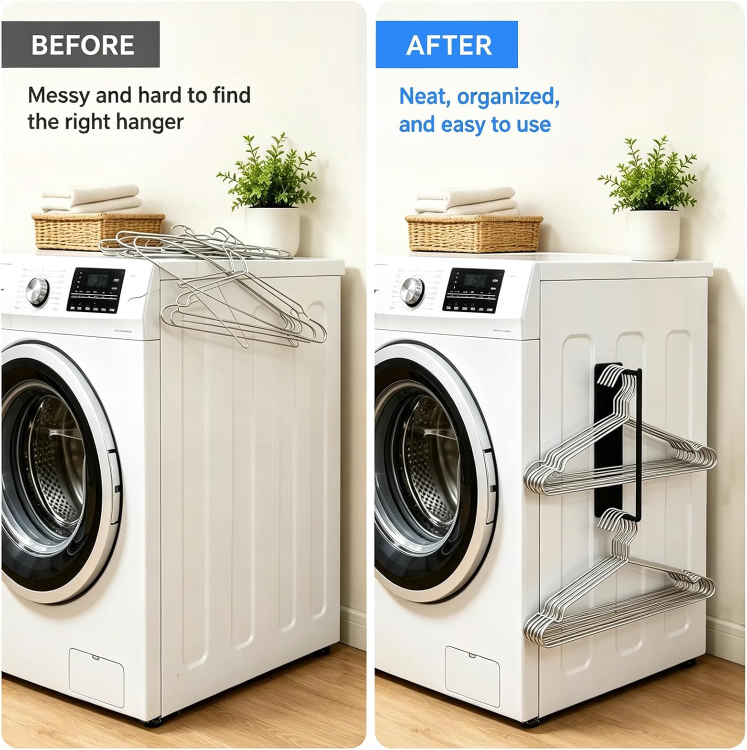 Black Hanger Holder for Laundry Room Dryer/Washing Machine