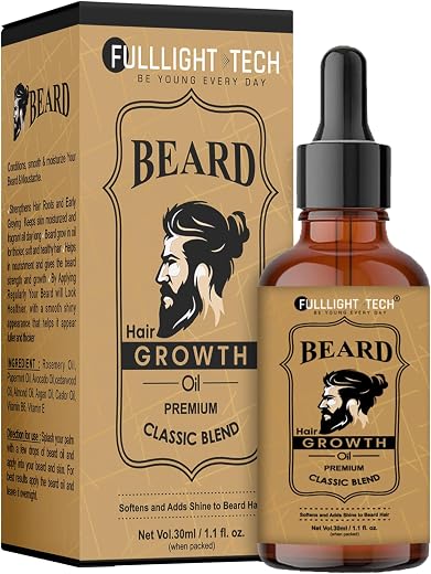 Fulllight Tech Beard Growth Oil for Men-30ml | Natural &amp; Organic Beard Care with Cedarwood, Argan &amp; Rosemary Oils | Promot...
