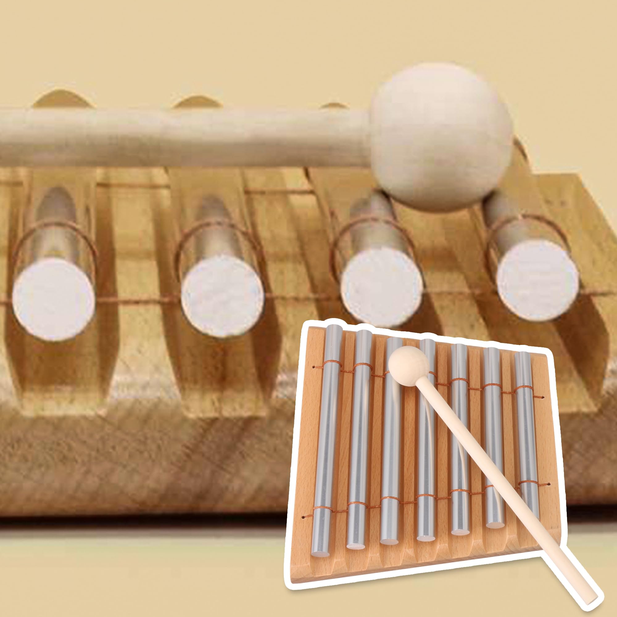 Lovermusic 7 tonalità di legno Woodstock strumento energia Chime con bacchetta e 7 tubo