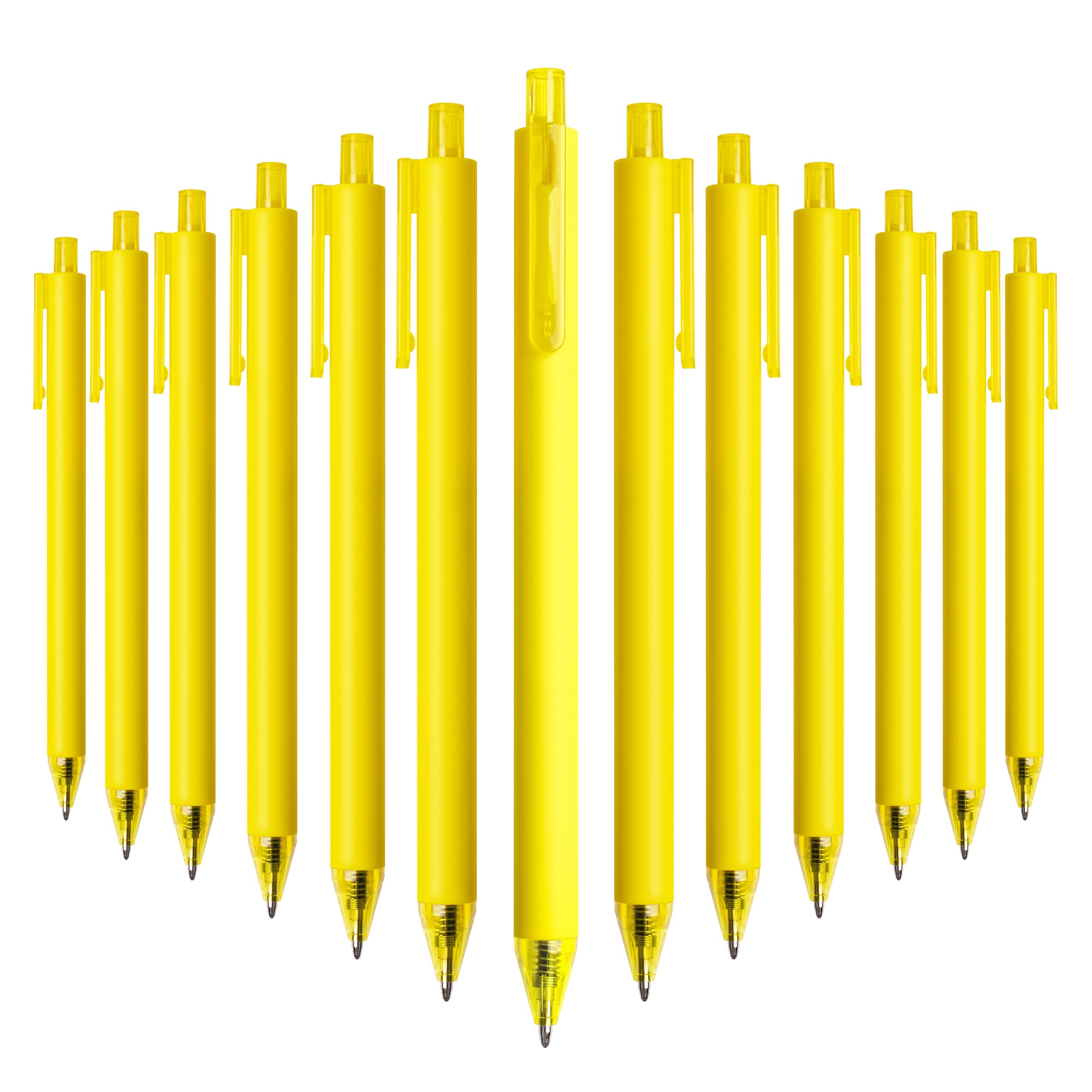 CRYLLIS Paquete de 50 bolígrafos negros sin sangrado, escritura suave, capacidad de escritura de 1000 m, perfecto para oficina, estudio, tareas diarias. (amarillo)