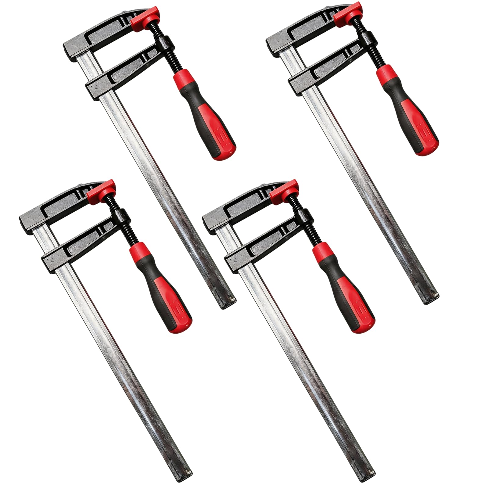 Sargento de Carpintero, Juego de 4 Tornillos de Apriete Profesionales 350mm DIN 5117, Mordazas de Sujeción Pesada con Almohadillas de Plástico para Bricolaje y Trabajo de Madera Preciso