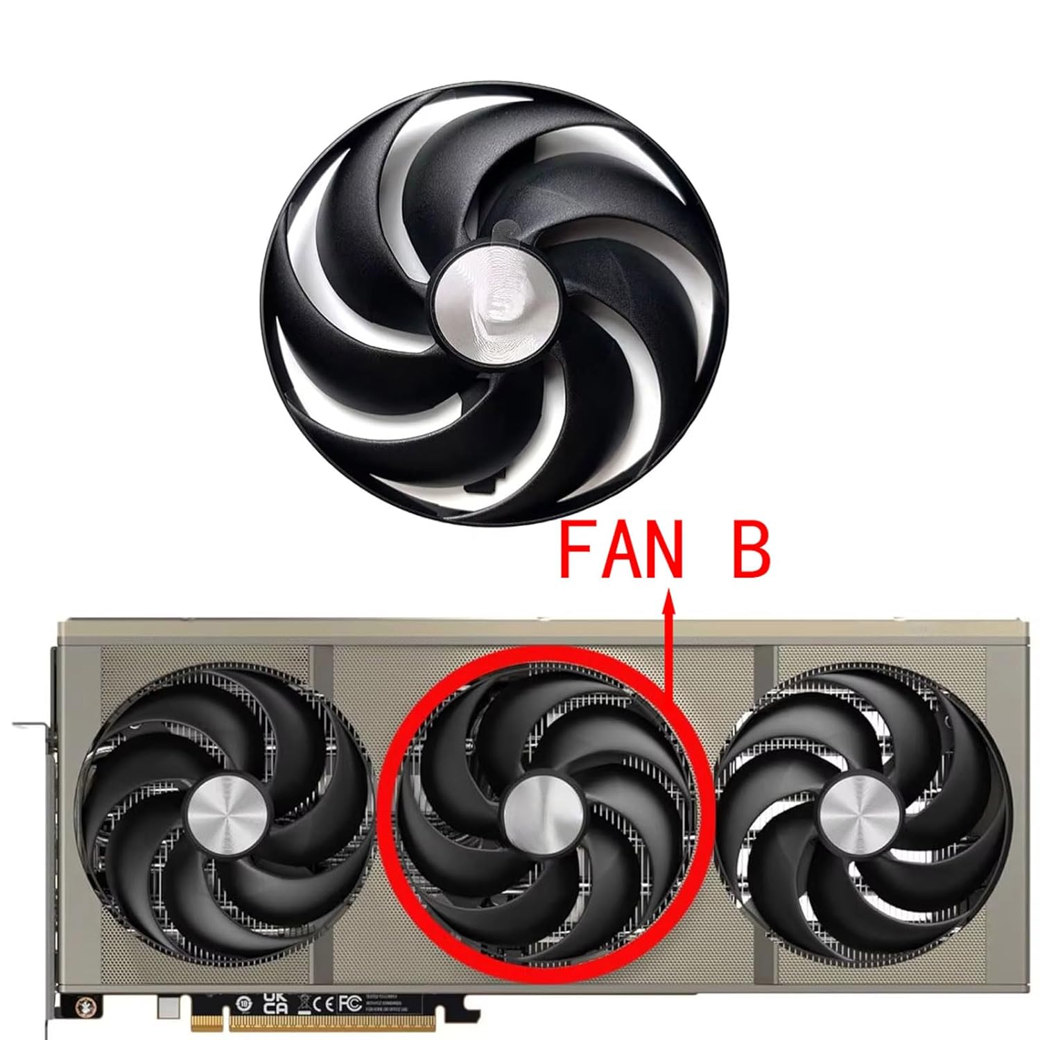 100mm DC 12V 0.55A 6Pin CF1015U12D GPU Fan for Sapphire RX9070 9070XT Nitro Graphics Card Cooling Fans (Fan-B)
