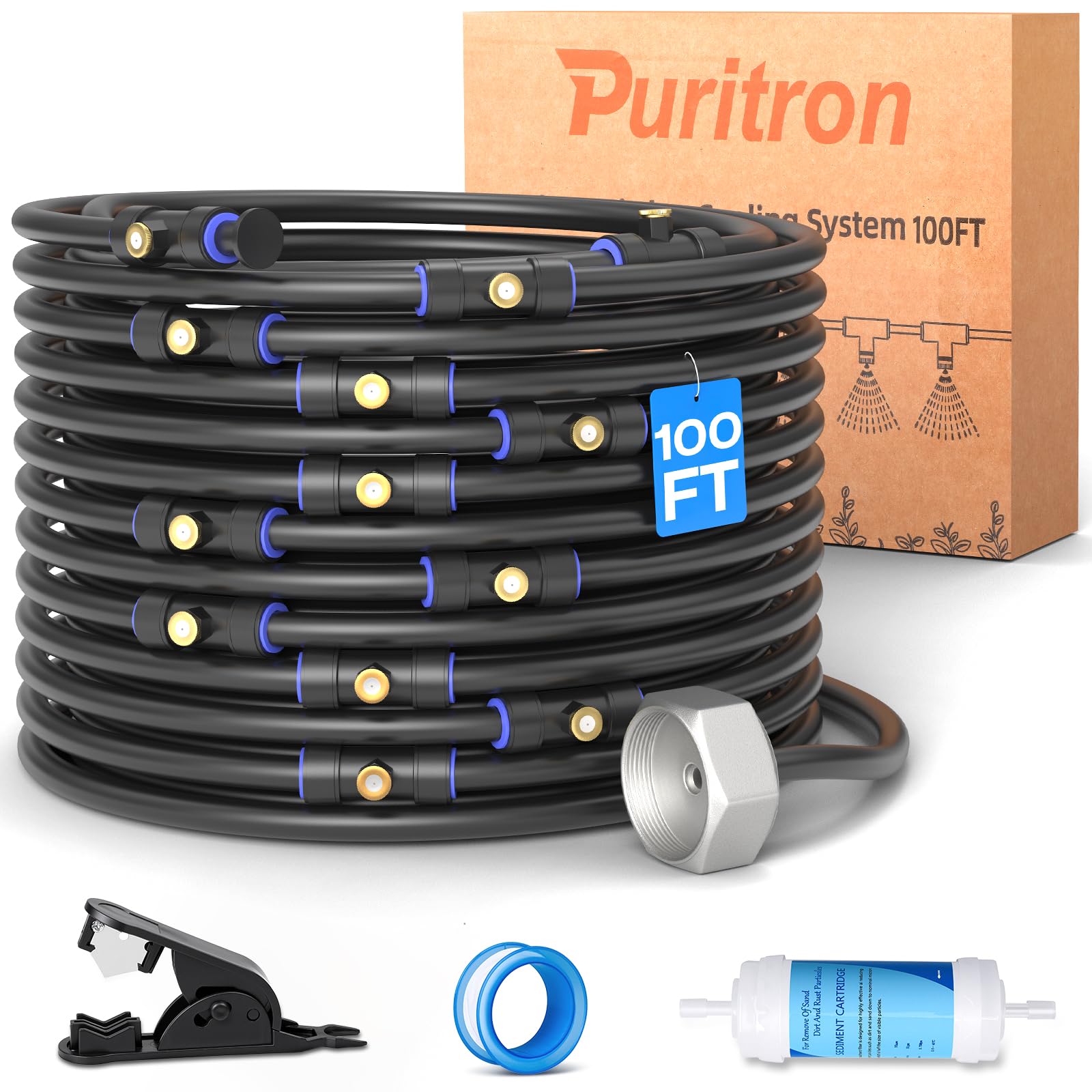 Puritron 100FT Pre-Assembled Misting System