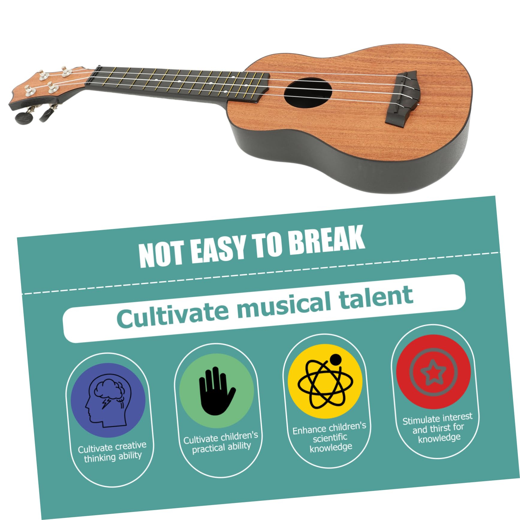 Ukulele 21 Pollici per Ragazzo Ragazza Principianti, 4 Corde, in Legno e Fibra di Carbonio, per Educazione Musicale e Pratica