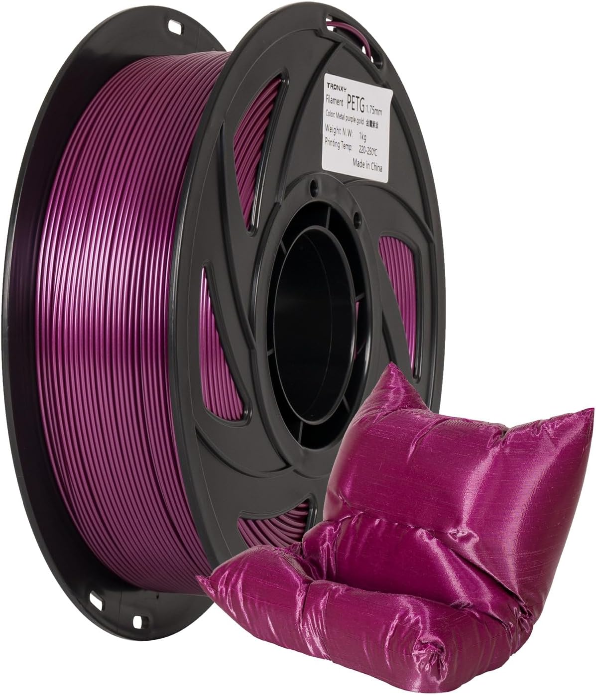 TRONXY PETG Filament 1.75mm,Metal-Magenta-Gold 3D Printer Filament Accuracy +/- 0.05mm, 1KG Spool (2.2 LBS) for 3D Printers