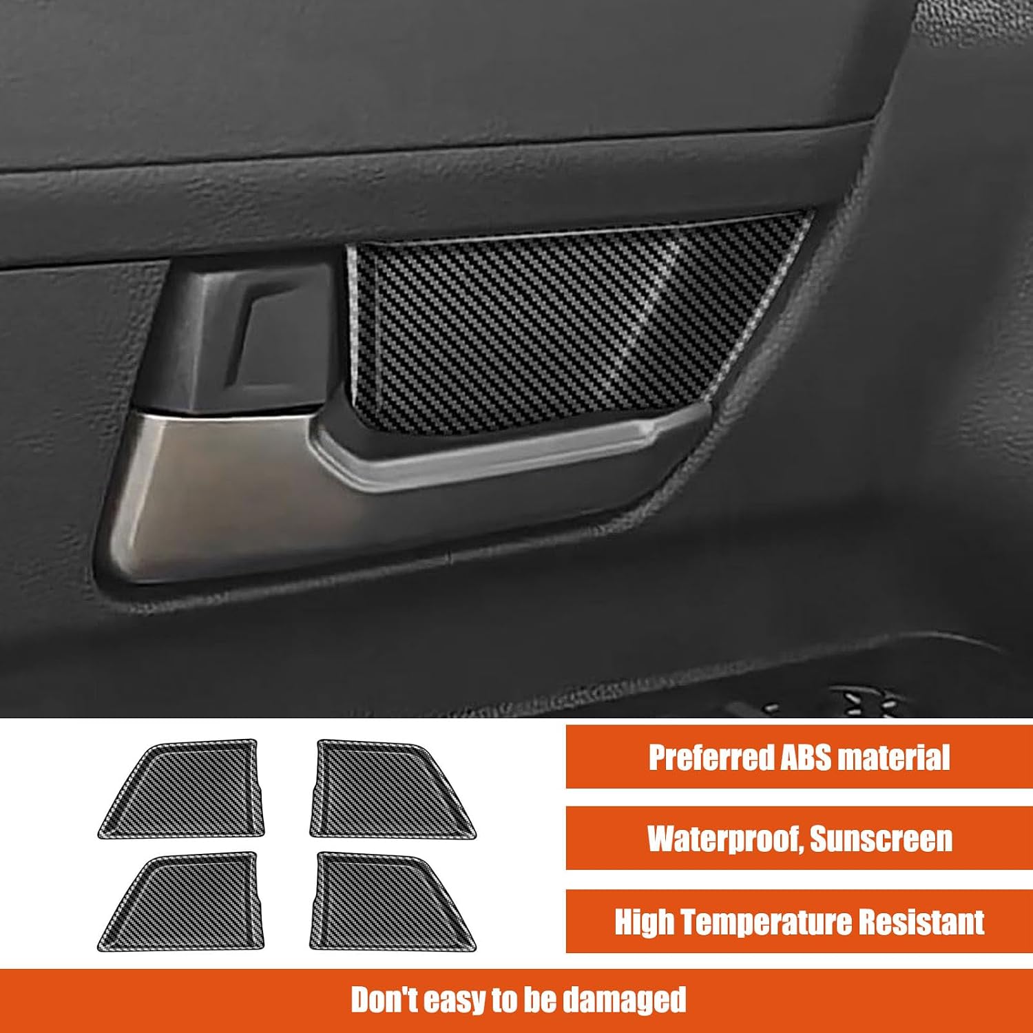 Compatible with Toyota Tacoma 2024 2025+ Door Handle Cover, ABS Interior Door Handle Protector Trim Frame Cover,Interior Door Handle Bowl Cover Frame (Black Carbon Fiber)