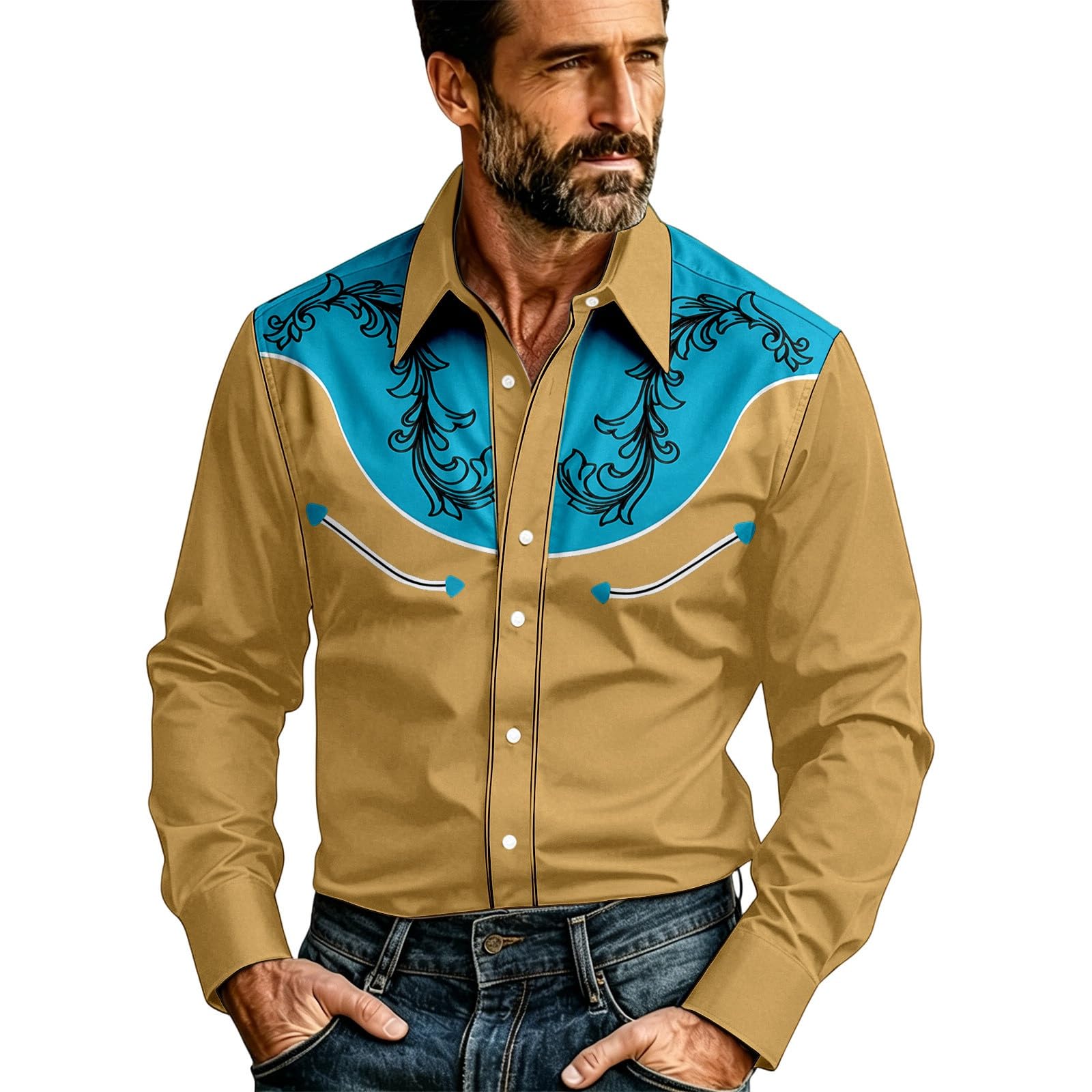 Haut Dentelle Bouton pour Homme au Style Rétro Laqué et Ample