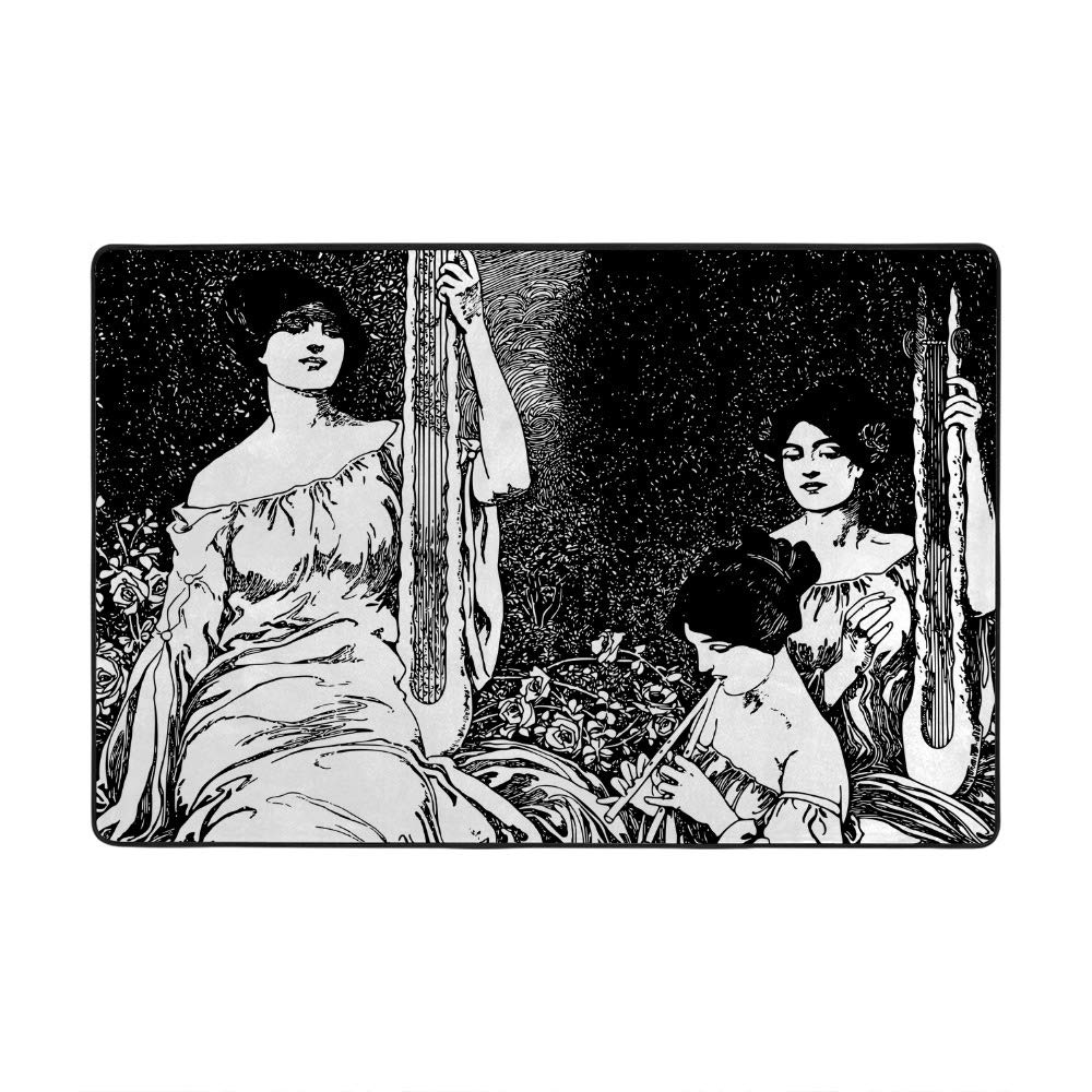 Tapis de salon grand format ligne artistique de femme grecque velours corail Ruchen 183x122cm