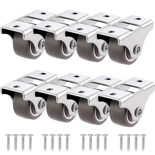 8 ruedas giratorias fijas de 1 pulgada + tornillos, ruedas de perfil bajo de goma TPE superior de metal, ruedas pequeñas con rodamientos de bolas disponible en Yaxa El Salvador