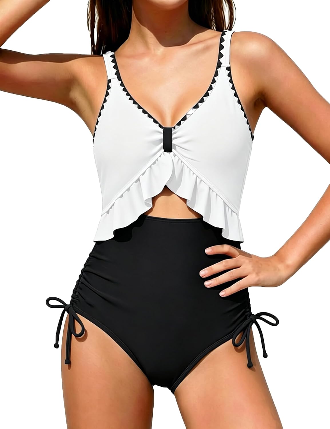 Girls Swimsuit One Piece Bathing Suits Color Block Swim Suit Adjustable Strap Summer Girl's Swimwear 7-16Y