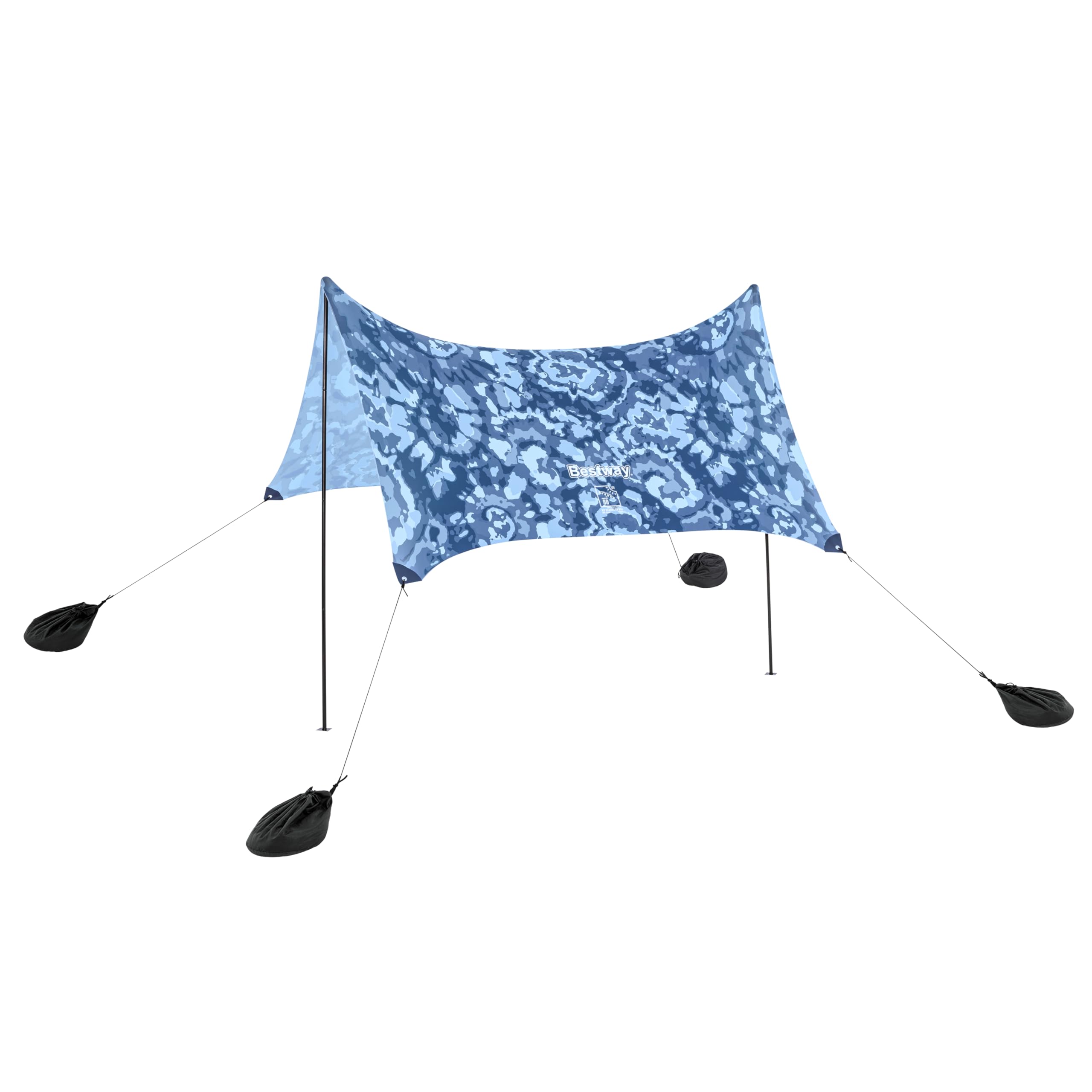 Bestway Sonnensegel 210 x 210 x 198 cm, UPF 80 Sonnenschutz, 4 Personen, Elastisches Polyester/Elasthan-Gewebe, Stahlstangen, Inkl. Spannseile, Heringe, Sandtaschen, Tragetasche