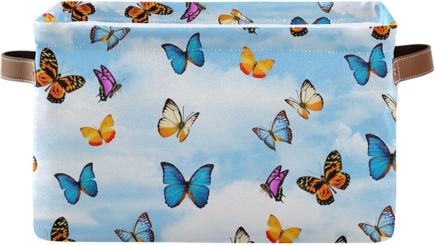 Didi & Hosa Storage Basket Cube Butterfly Sky Collapsible Toys Shelf Baskets Bin with Handle Laundry Organizer Storage Box for Home School & Office