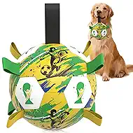 HETOO Dog Soccer Ball with Straps: 8 inch Large Dog Toys for World Cup - Outdoor Indoor Dog Herding Ball - Water Pool Play Pet Birthday Gift for Medium Large Dogs
