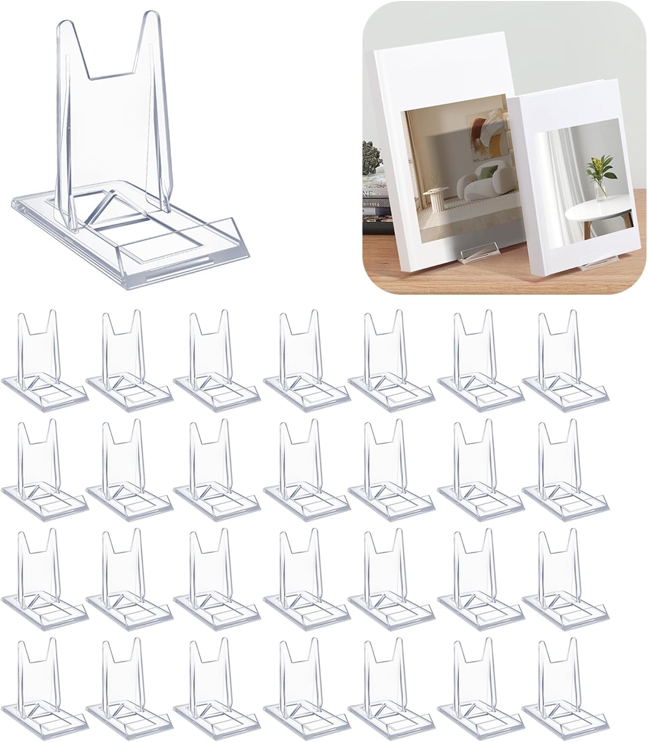 28 Pack Clear Acrylic Adjustable Desktop Book Stand & Display Easel for Tablet Phone Clutch Bag Plate Artwork Magazine Picture Comic Album CD Postcard - Home Office Back to School