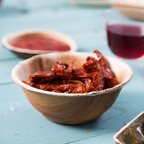 Miniatura 4 de BIOZOYG Tazones redondos de 4 pulgadas, 50 unidades, 4 onzas, cuencos desechables para fiestas, como cuencos de bambú, cuencos de hoja de palma para