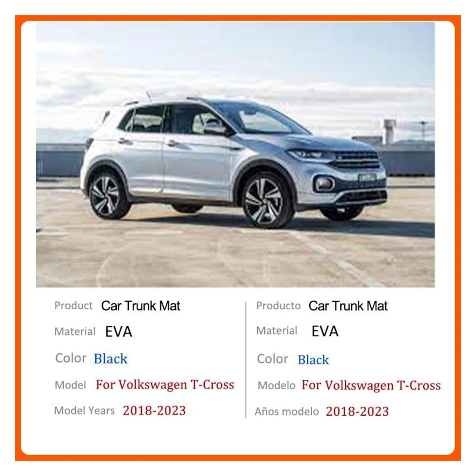Pasuje do VW Volks//wagen t-cross TCross T krzyż 2018-2023 | Mata do bagażnika Akcesoria samochodowe Wodoodporna podkładka do przechowywania w bagażniku(Style B)