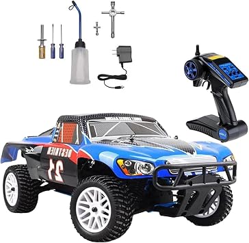 1:10 Scale RC Car, 2.4Ghz 4WD RTR Trucks, 4X4 RC Buggy with 18CPX Engine, Max 60 KM/H High Speed Off Road Hobby RC Truck, 2 speed gearbox, alloy chassis, Gifts for Adults