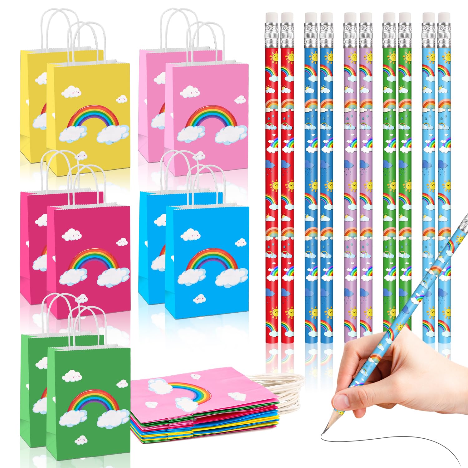 Ezydka 20 Stück Regenbogen Deko Set 10 Stück Geschenktüten P