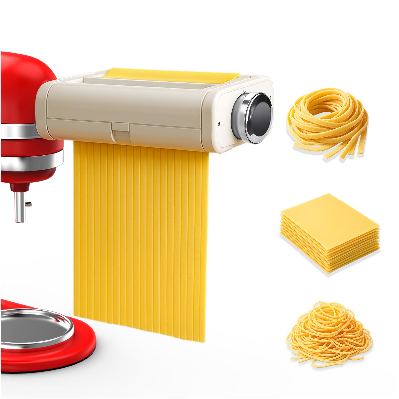 Pasta Maker Attachment for KitchenAid Stand Mixer 3pcs – Pasta Roller, Spaghetti Cutter & Fettuccine Cutter – 3-in-1 Attachment Set - Stand Mixer Accessories for KitchenAid by MMOBIEL