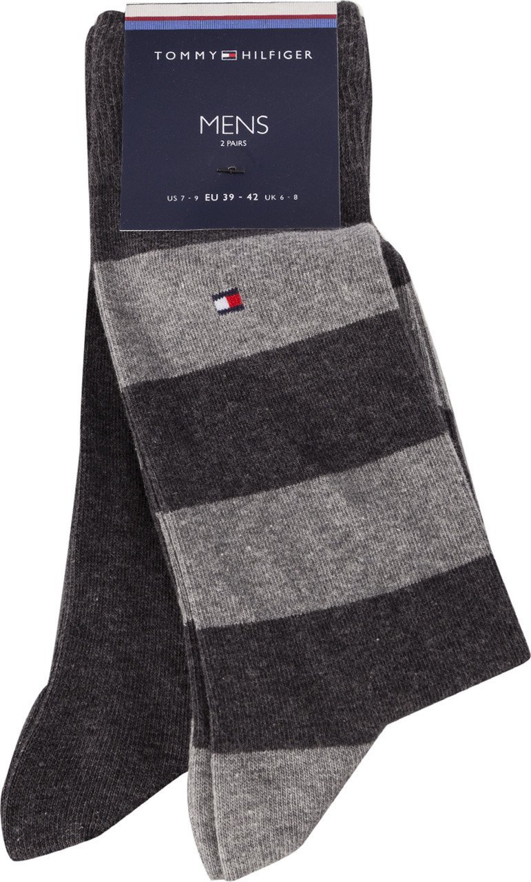 Tommy Hilfiger - Classic Mens Socks - Men's Accessories - Tommy Hilfiger Mens Socks - Signature Embroidered Logo - 2 Pack - Grey