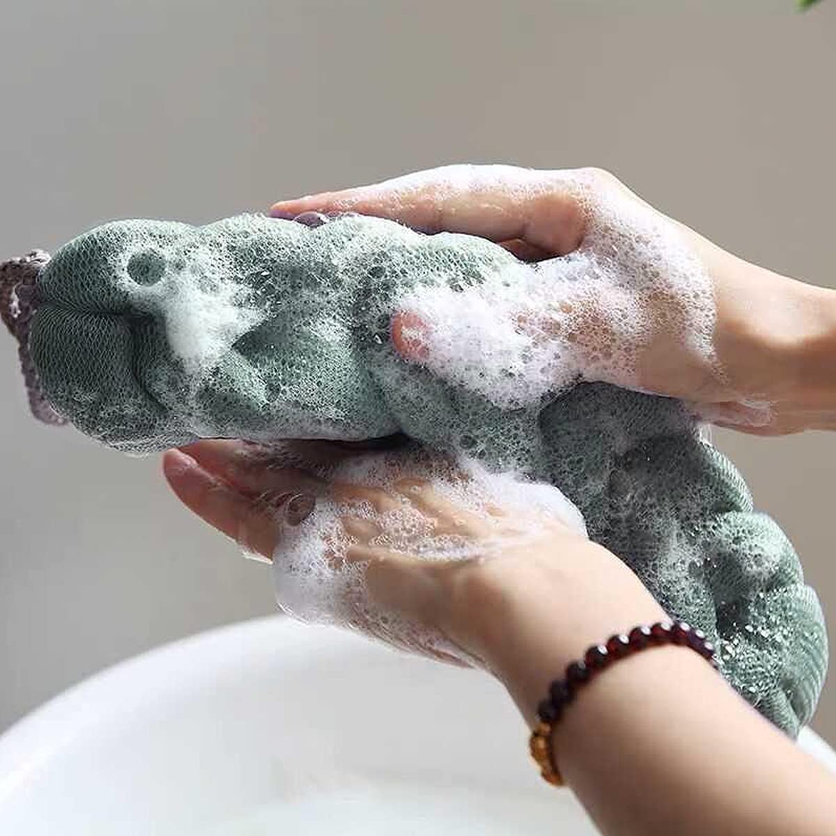 Esponja de baño para Adultos, depurador Trasero Malla elástica Esponja de Ducha Trenzada esponjada de Masaje Exfoliante Suave para Hombres matrimonios de baño de baño Damas Matorrales,5pcs