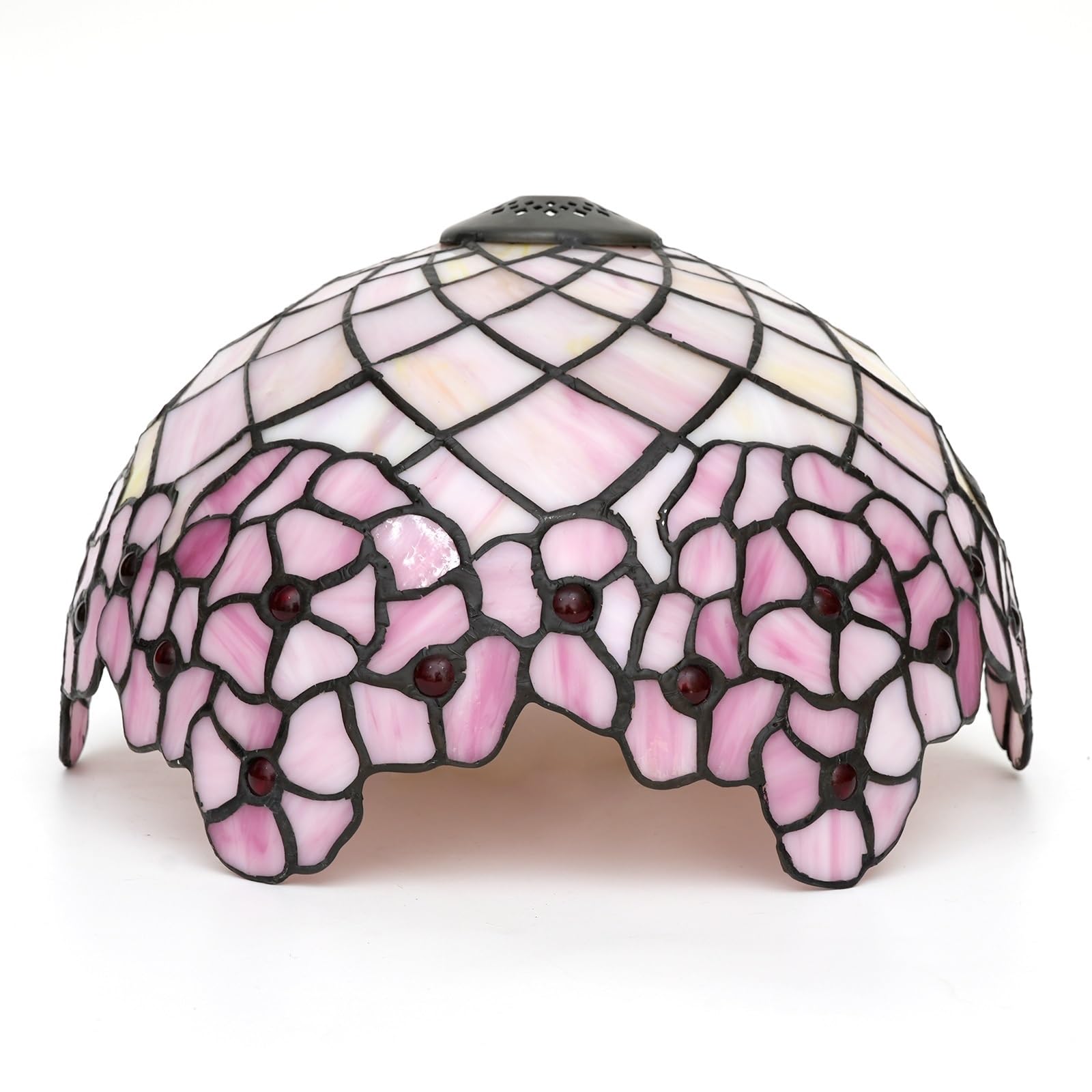 HJRegaFimu 12 Inch Stained Glass Lamp Shade Replacement Lampshade Pink Cherry Blossom Vintage Style Deco For Ceiling Light Pendant Chandelier Floor Table
