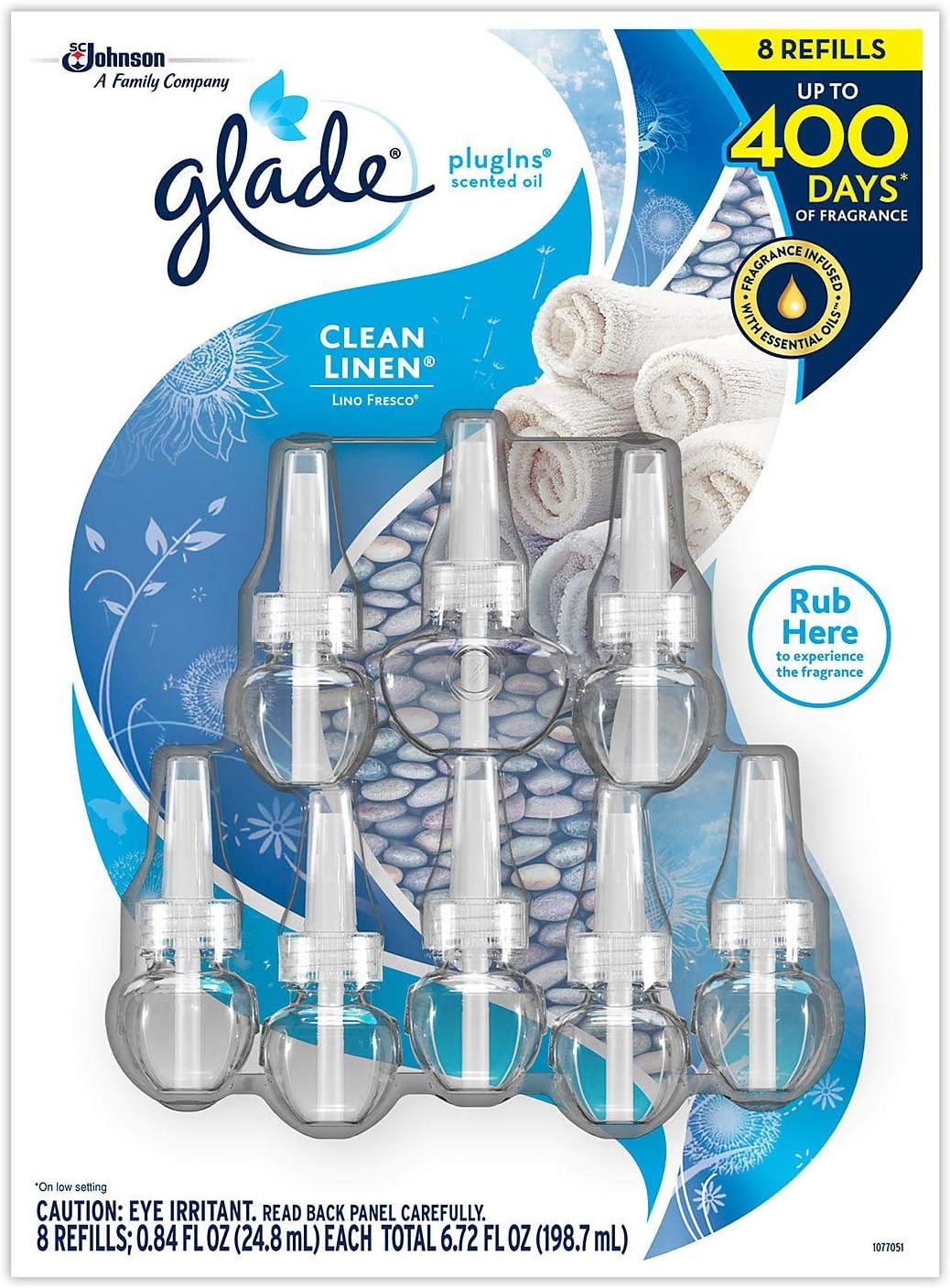 Glade Plugins Scented Oils Refills - Clean Linen .84 FL Oz (8 Pack)