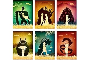 Studio Ghibli Wall Art for Kids: Japanese Anime Print Set (6 Posters)