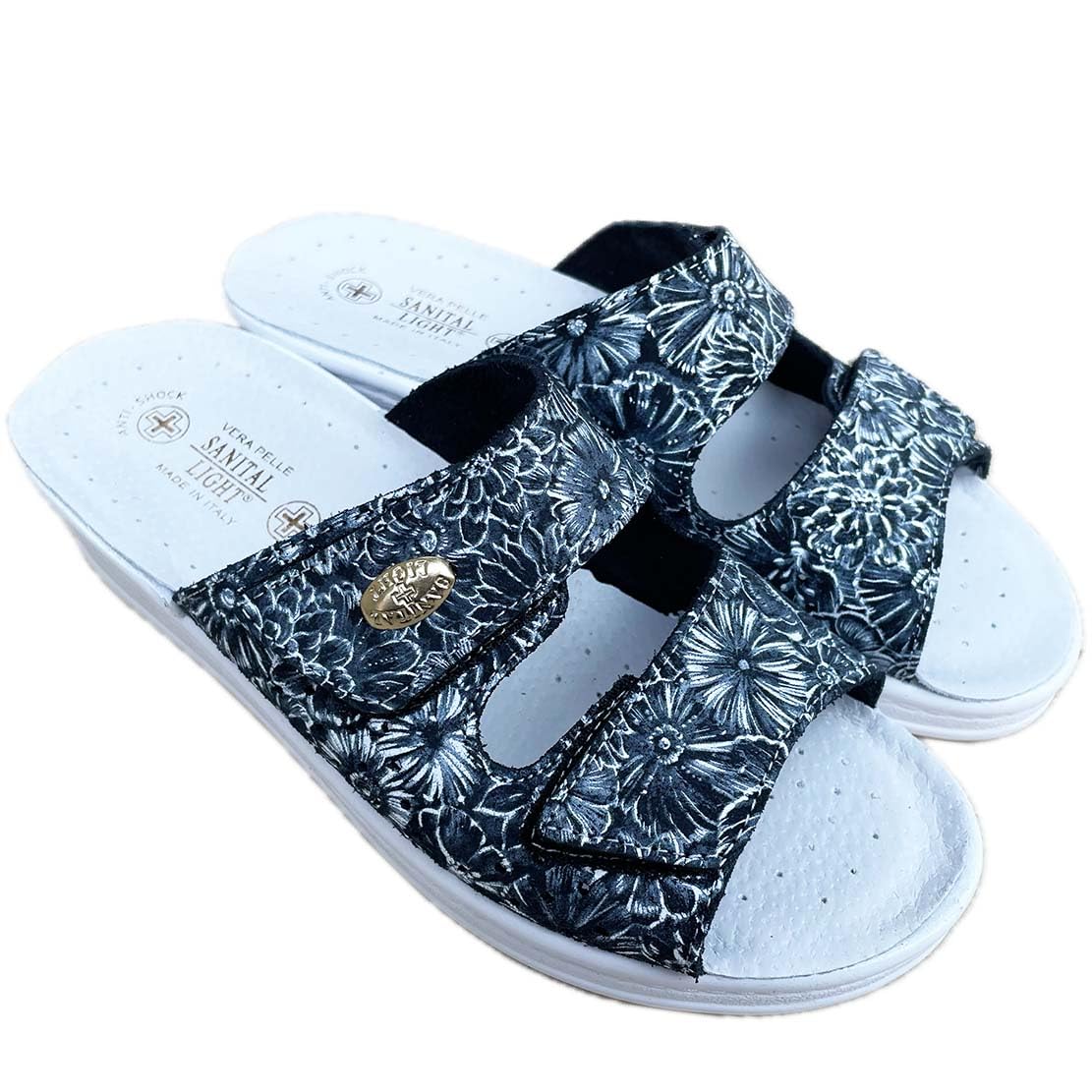 Sanitaire femme double déchirure tige véritable cuir fleurs semelle douce onde résidente silencieuse A573