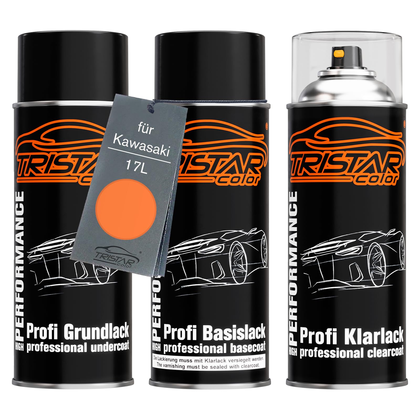 Tristarcolor Candy Burnt Orange Metallic Motorcycle Paint Spray Can Set For Kawasaki 17L Under + Base Coat Clear Coat Spray Can 400Ml