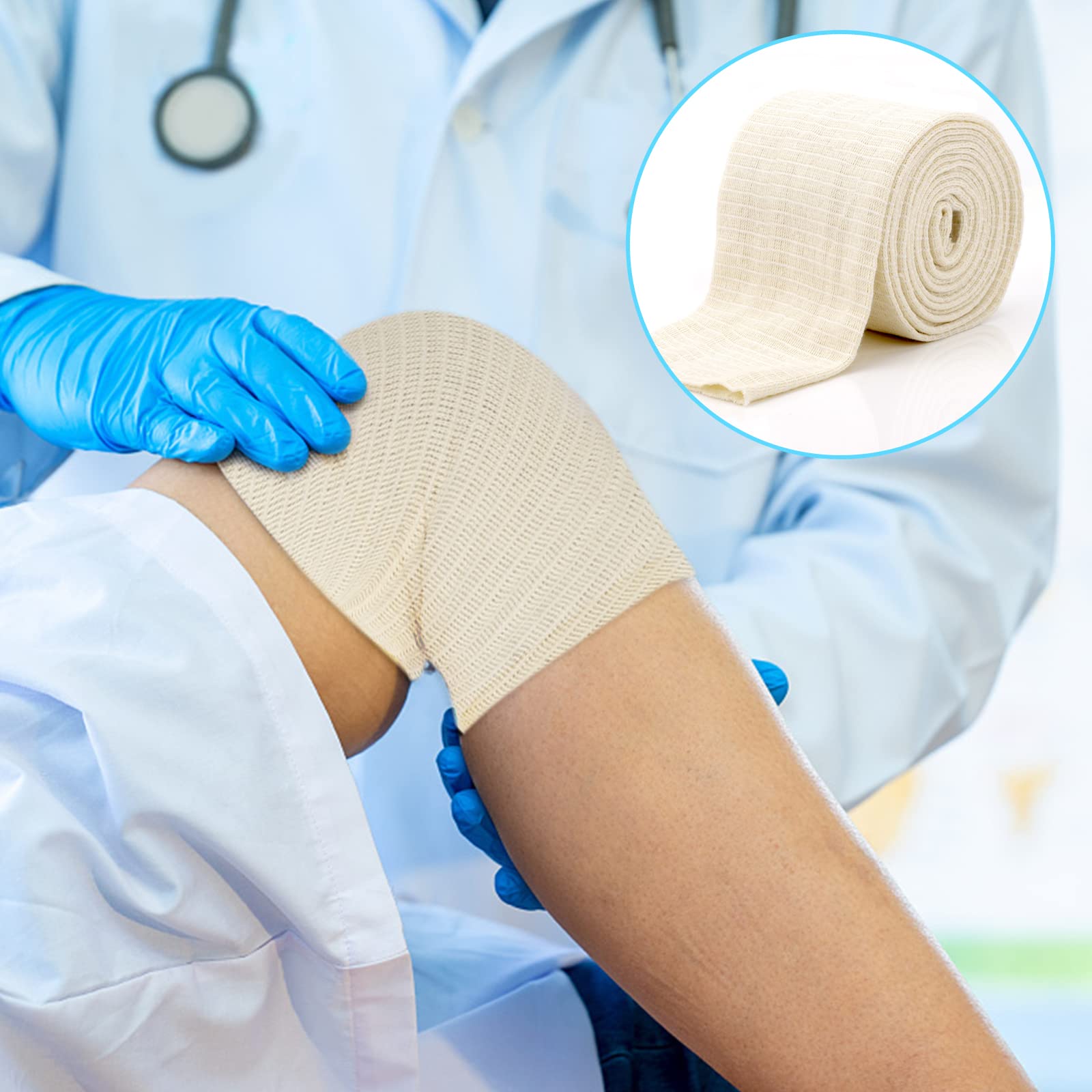 Bende Elastiche Tubolari Benda Ampia Benda salvapelle Elastan in Cotone per Supporto Ginocchio – metà Coscia, Cotone Elastan Bianco