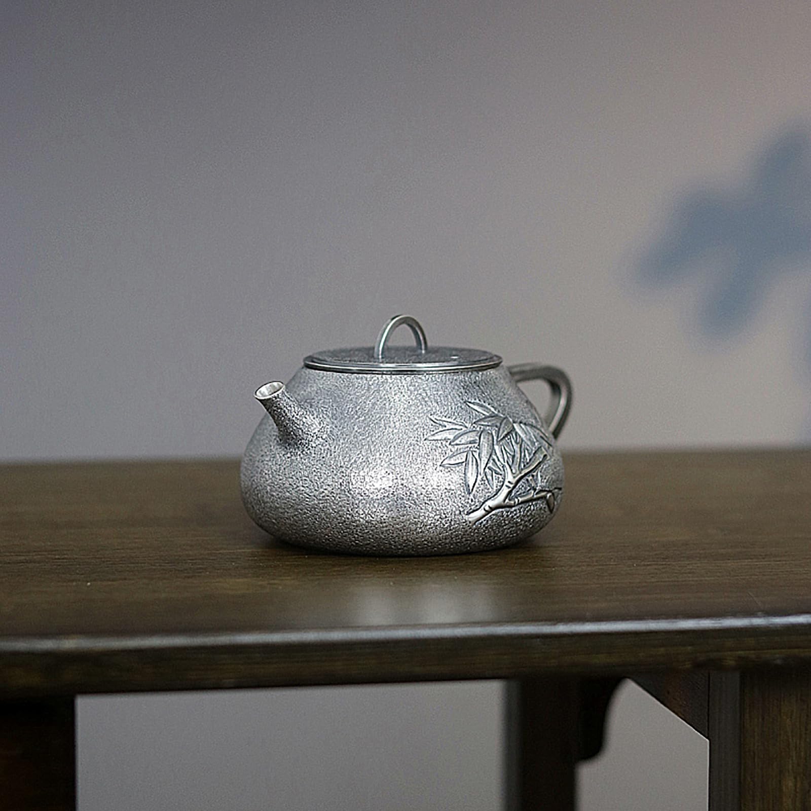 Make Old Bamboo, cucharón de piedra, olla, plata de ley, té hecho a mano 999, tetera de plata, olla de plata casera, juego de té Kung Fu, gama alta 207 g, 250 ml,