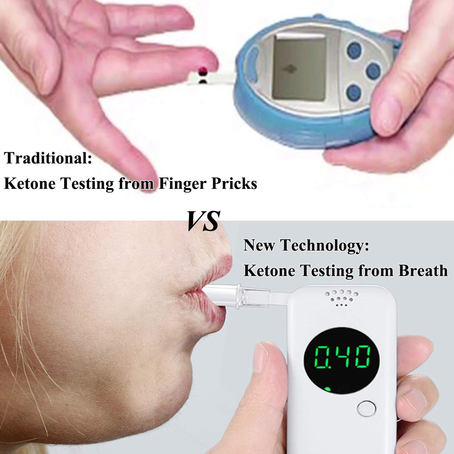 Analizzatore di chetoni nel respiro accurato, misuratore di chetoni nel respiro digitale, tester di chetoni nel respiro con 10 bocchini riutilizzabili per testare la chetosi