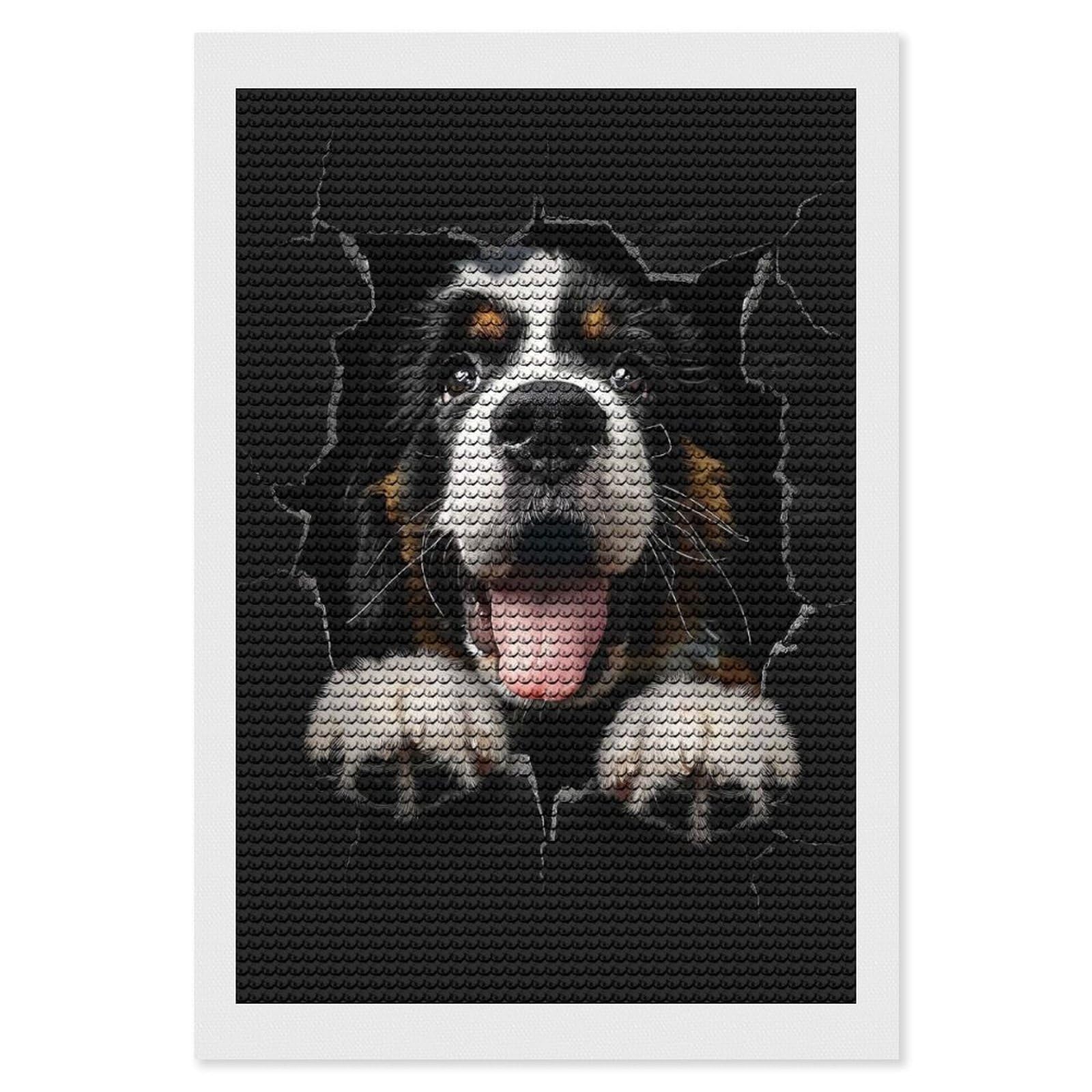 Junmoney Saint Bernard Diamond Art Kit 8"x12", Neat Printed Canvas, Finish and Display, Relaxing DIY Hobby, Living Room Decor