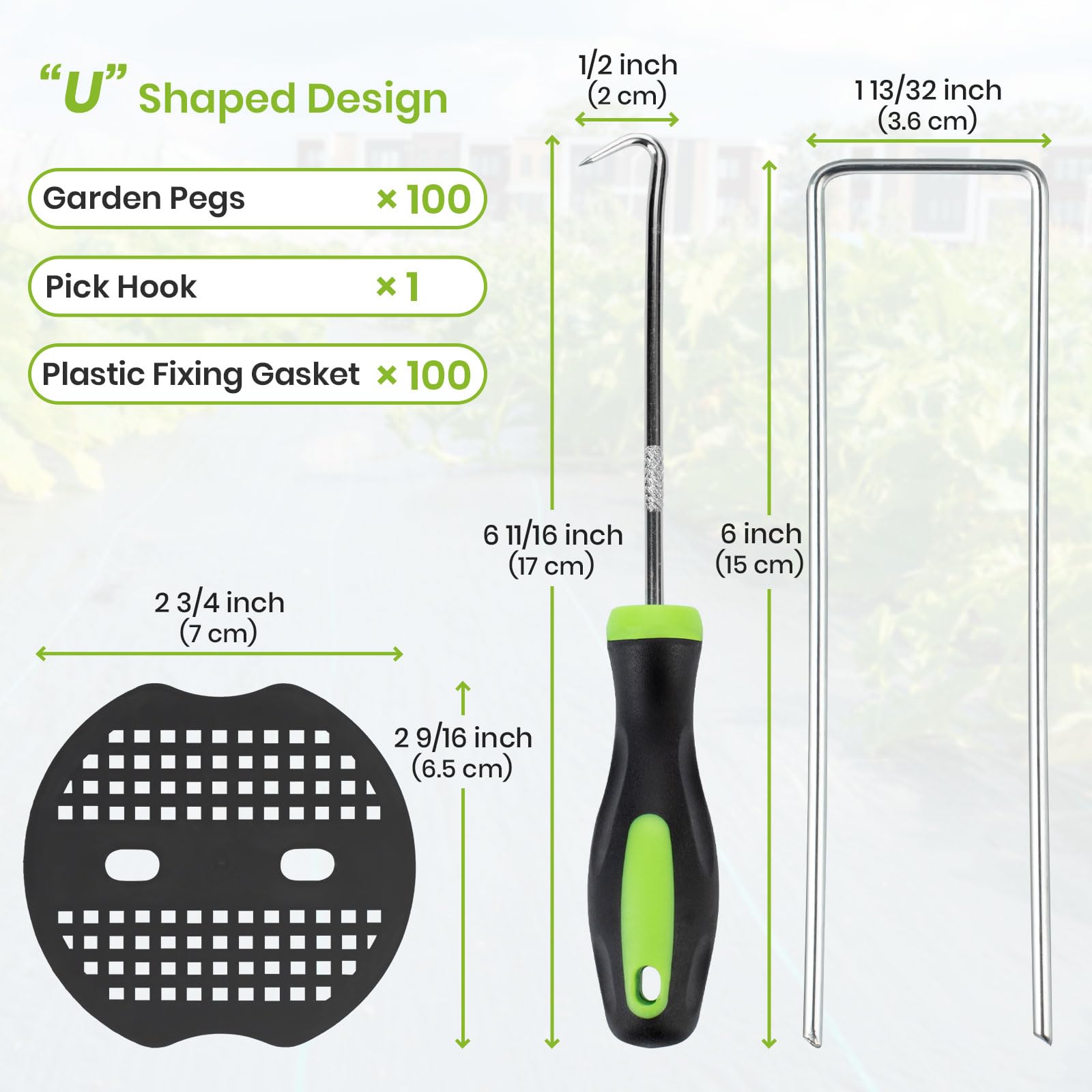 Velway 100 Piquets de Jardin avec 100 Rondelles - Piquets de Fixation en Acier Galvanisé pour Toiles de Paillages et de Jardinage, Grillage et Filets - 150x36mm Ø 3mm