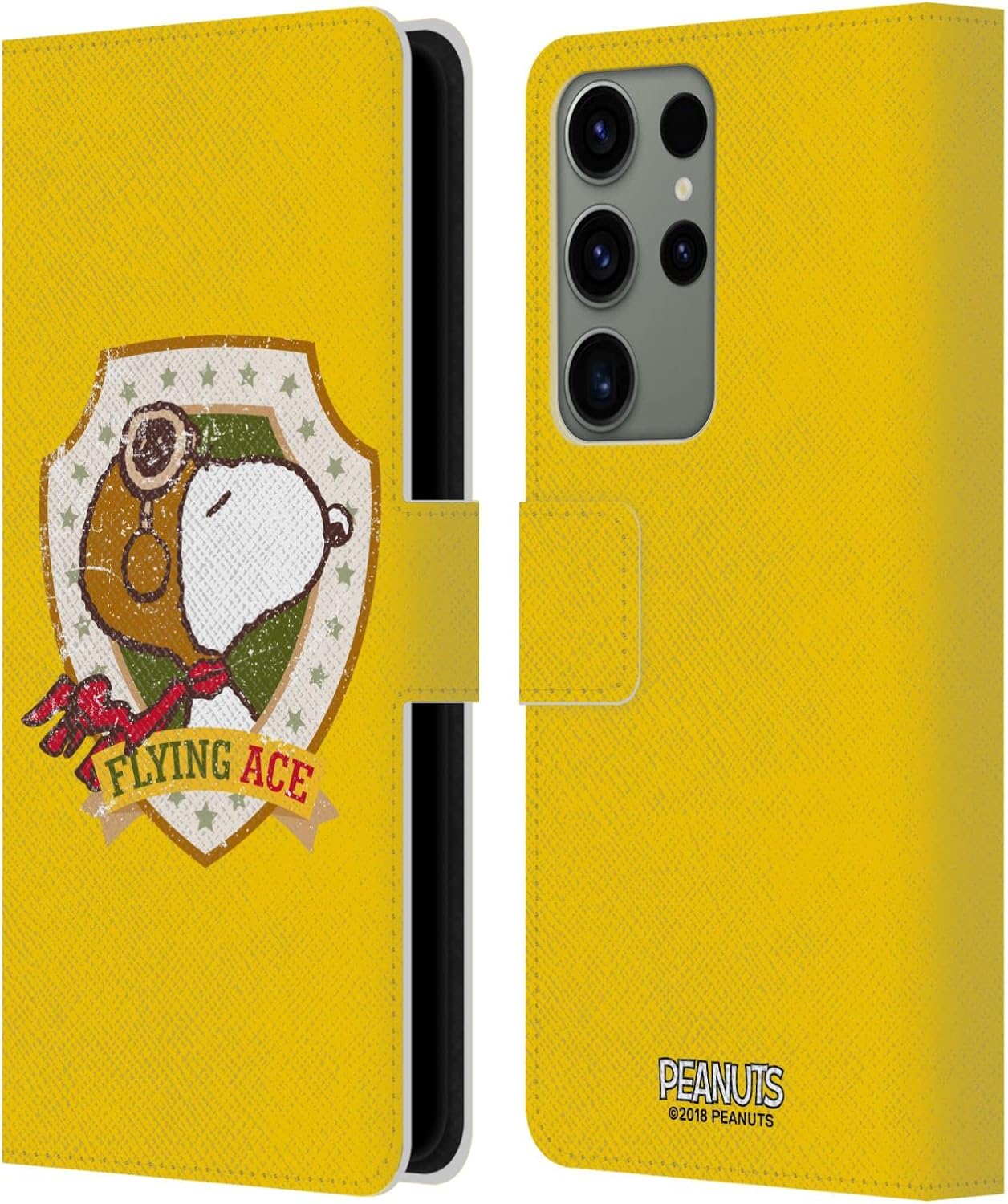 Head Case Designs Officially Licensed Peanuts Flying Ace The Many Faces of Snoopy Leather Wallet Case Compatible with Samsung Galaxy S23 Ultra 5G