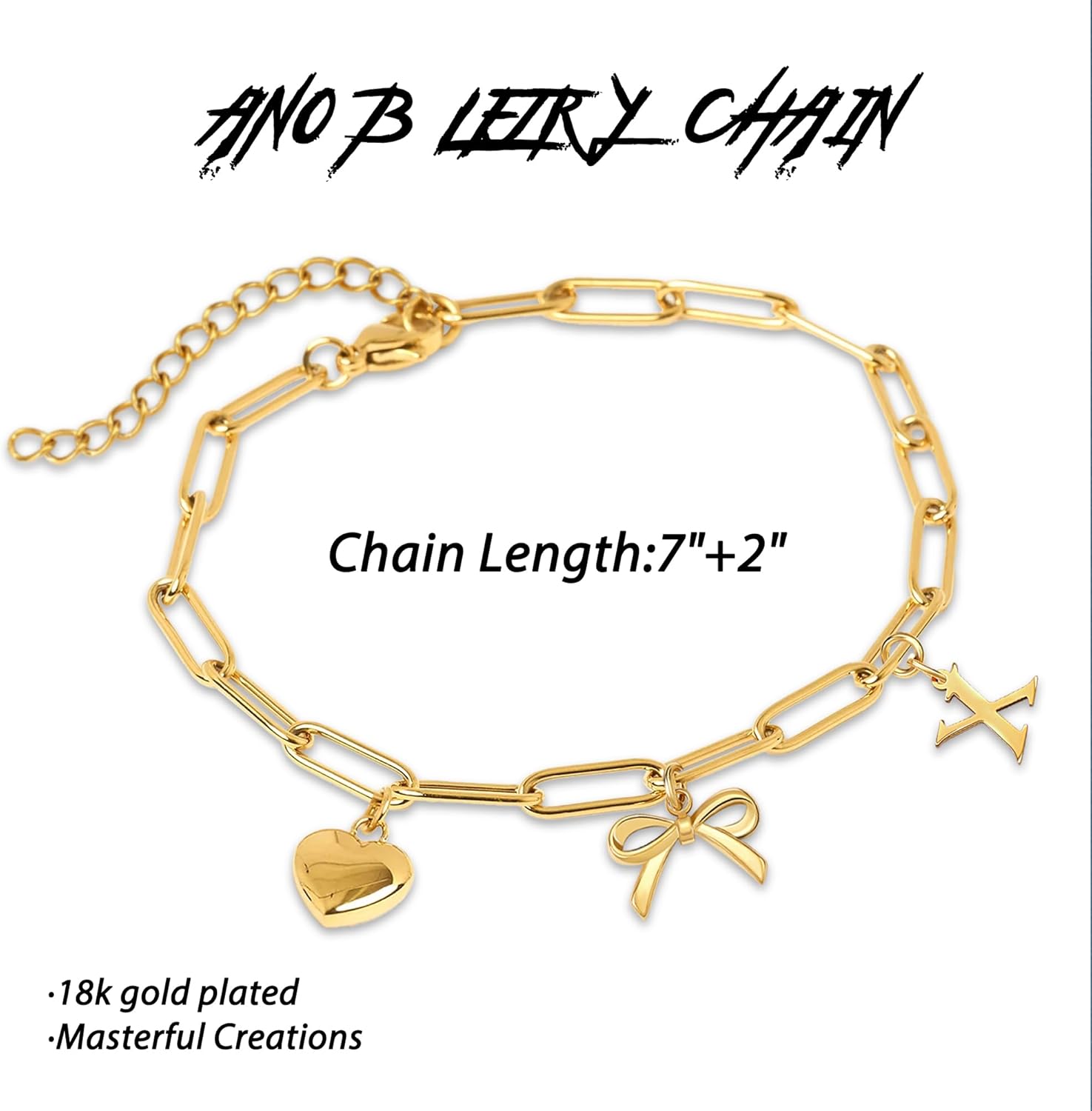 14K Gold Plated Bracelet for Women Simple Jewelry Initial A-Z Bracelet Dainty Chain Gifts for Women Birthday Unique Dainty Letter Charm Bracelet with Bow Back to School - Image 7